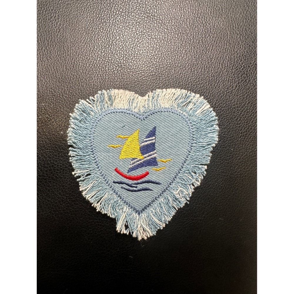 Denim Heart Sailboat Patch Applique Iron On Sew On‎
